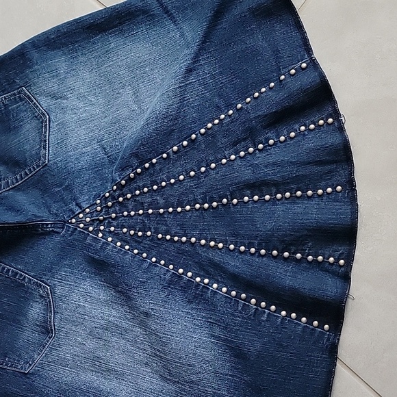 Junior Girls Size 13 Blue Pointe Pencil Denim Jeans Raw Hem Beaded Embroidered. - Picture 4 of 6